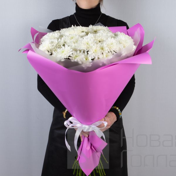 Букет 21 белая кустовая хризантема