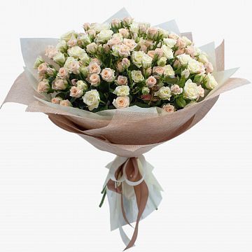 Букет 35 бело-кремовых кустовых роз