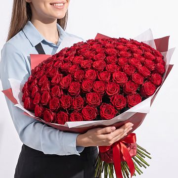 Букет 101 красная роза 70см Букет 101 красная роза 70см