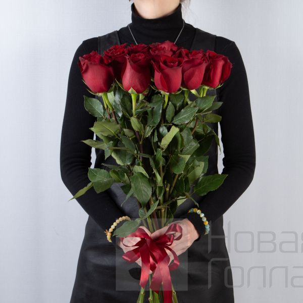 15 красных роз Премиум Эквадор 50 см