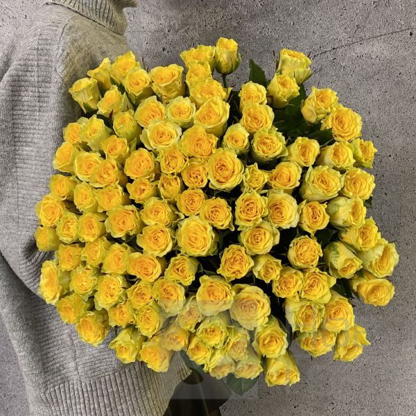 Букет из 101 желтой розы 50 см Россия
