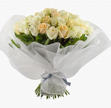 75 кремово-белая роза микс 50 см