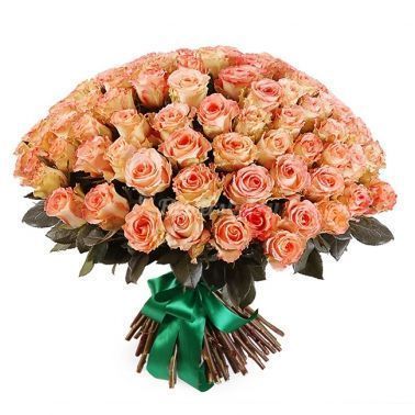 101 персиковая роза 40 см Россия