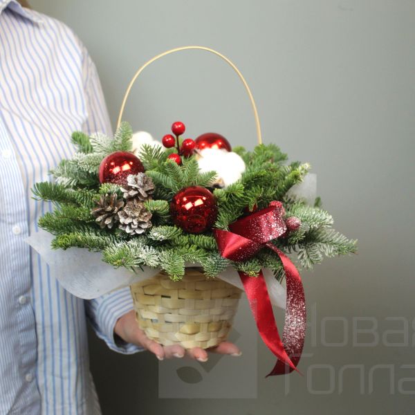 Зимний лес в корзине