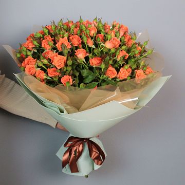 Букет 21 кустовая оранжевая роза Букет 21 кустовая оранжевая роза