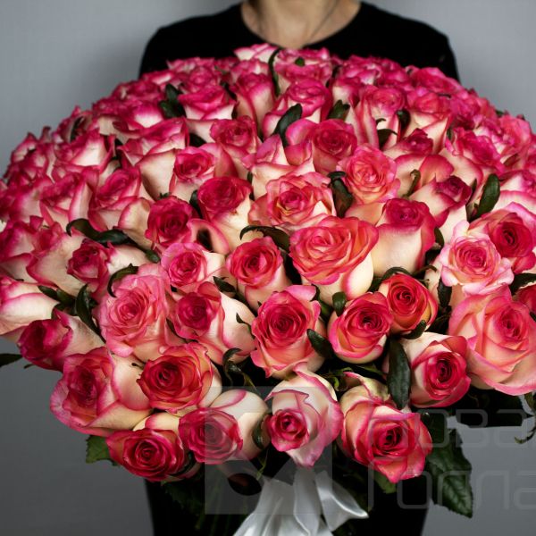 Букет 101 розовая роза 40 см