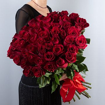 Букет 51 красная роза Премиум Эквадор 50 см