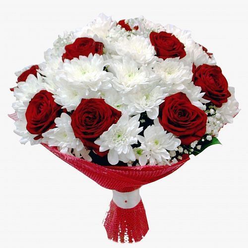 Букет из роз и хризантем