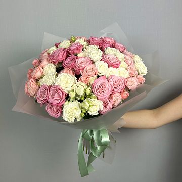 Букет 21 кустовая пионовидная роза микс Букет 21 кустовая пионовидная роза микс