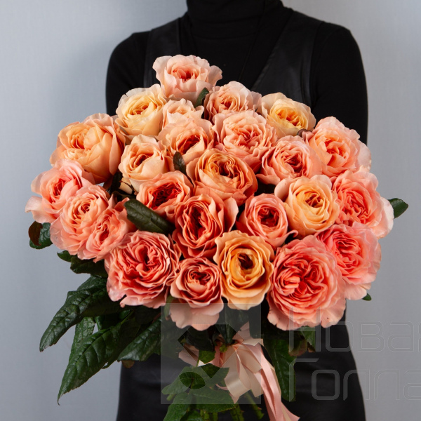 Букет 31 коралловая роза 60 см