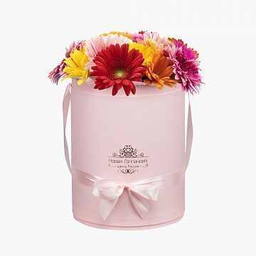 25 гербер в большой розовой шляпной коробке №691 25 гербер в большой розовой шляпной коробке №691