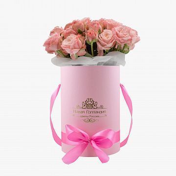 9 розовых пионовидных роз в маленькой розовой шляпной коробке № 812 NEW 9 розовых пионовидных роз в маленькой розовой шляпной коробке № 812 NEW