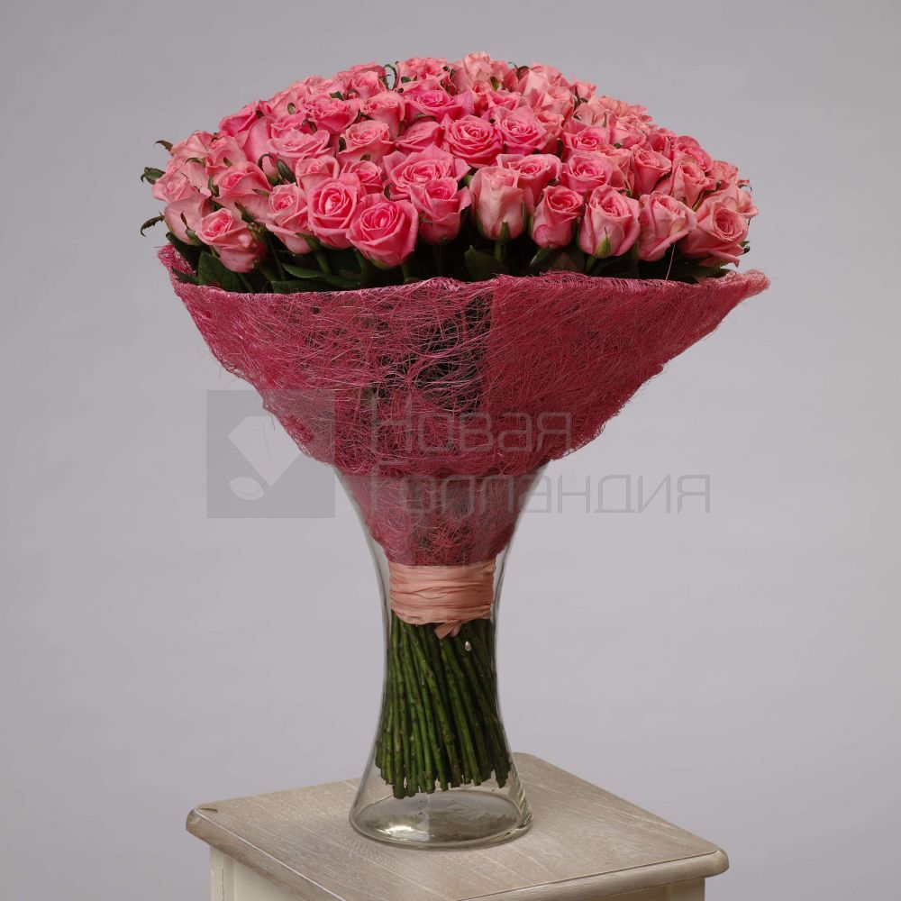 303 коралловые розы 60 см в 3 вазах