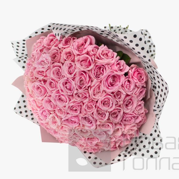 Букет 101 нежно-розовая роза 35-40 см