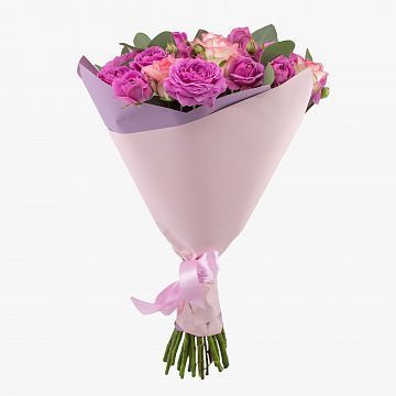 Букет из розовой кустовой пионовидной розы Фантазия Букет из розовой кустовой пионовидной розы Фантазия