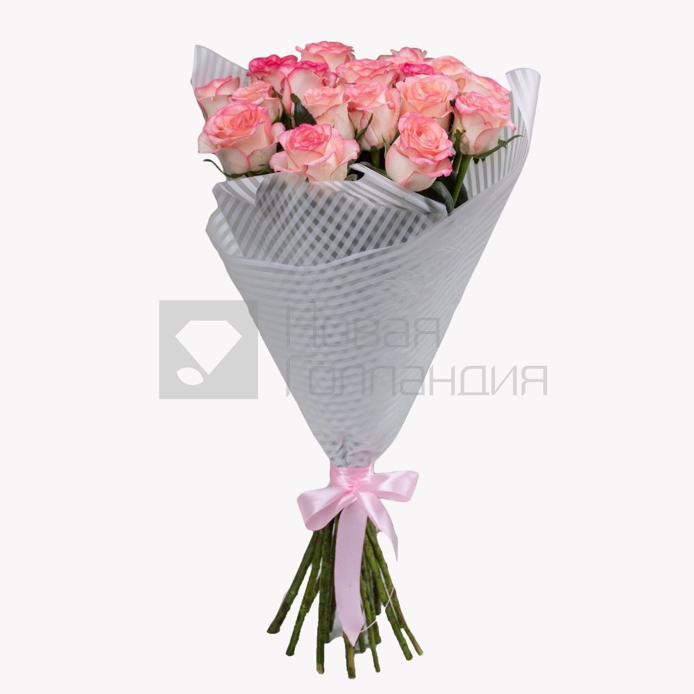 Букет 21 розовая роза Джумелия 60 см