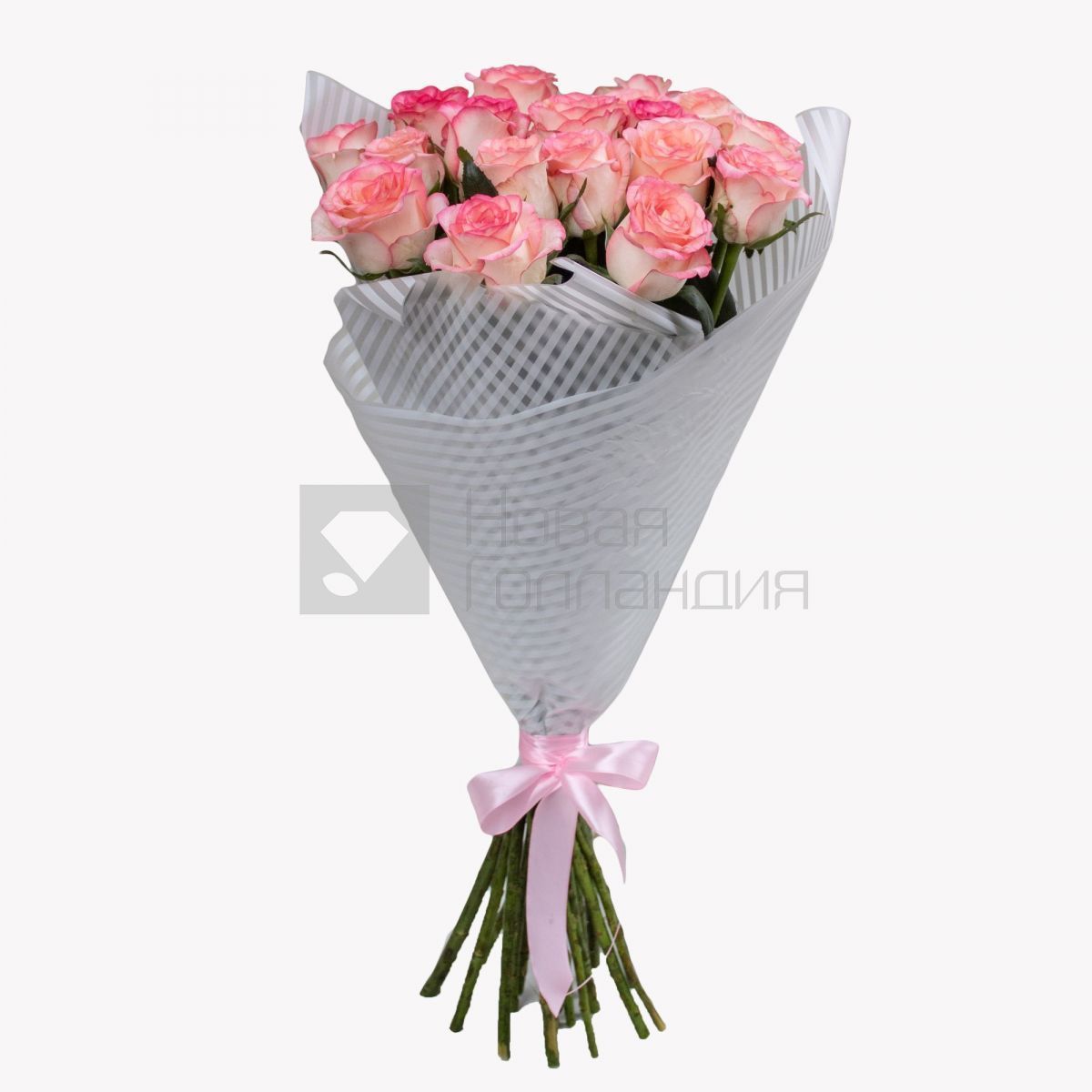 Букет 21 розовая роза Джумелия 60 см