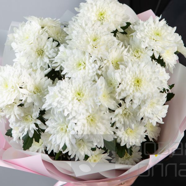 Букет из 7 белых кустовых хризантем