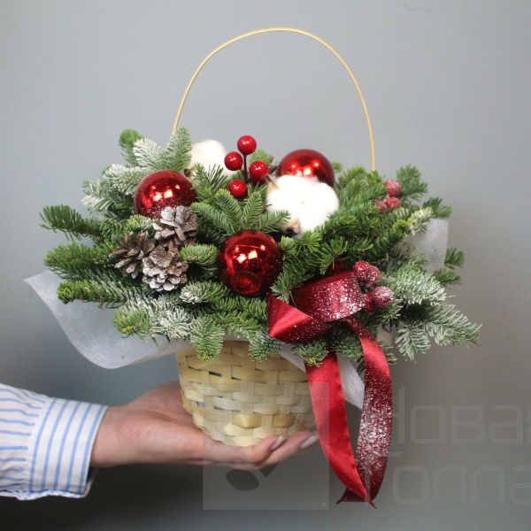 Зимний лес в корзине