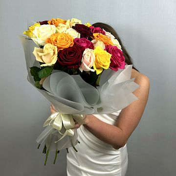Букет 21 роза микс 50 см