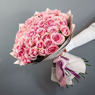 Букет 51 нежно-розовая роза 60 см