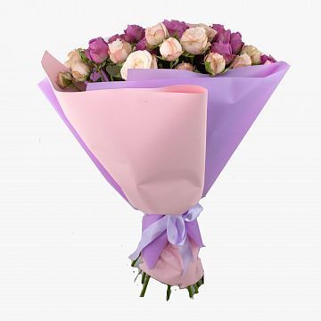 Букет 15 пионовидных кустовых роз микс 40 см Букет 15 пионовидных кустовых роз микс 40 см