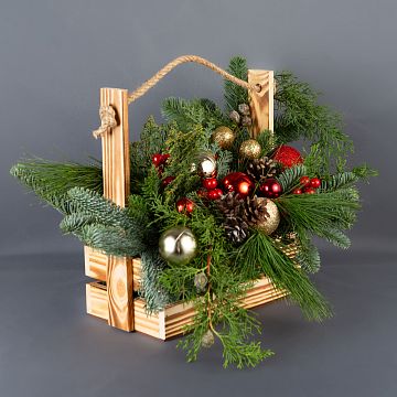 Композиция в деревянном ящике «Лесное Рождество» Композиция в деревянном ящике «Лесное Рождество»