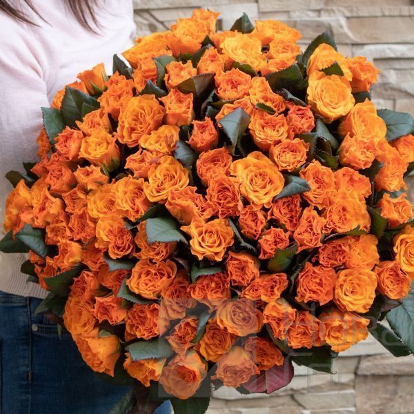 101 оранжевая роза 50 см Россия