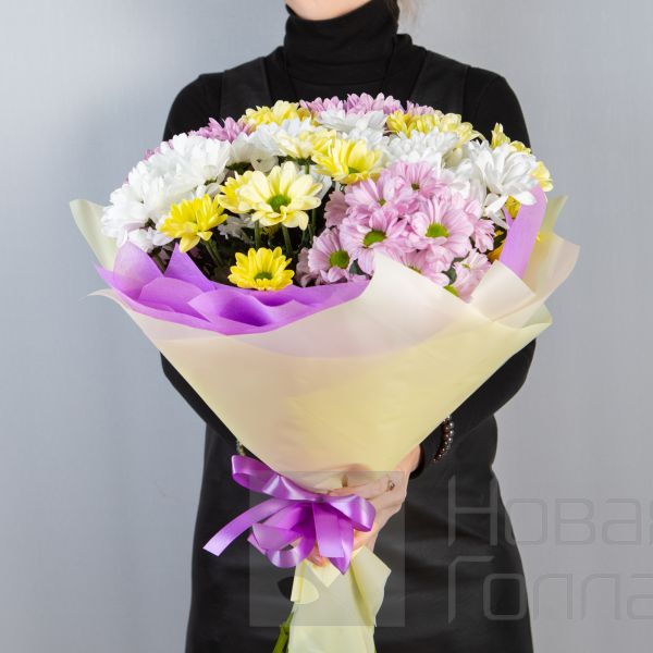 Букет Лучики солнца 9 ромашковых хризантем микс