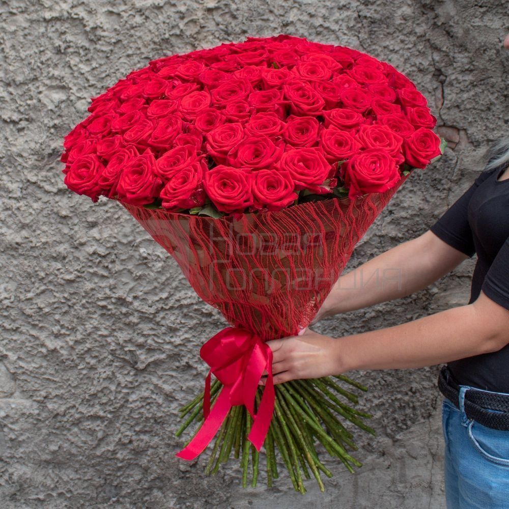 Букет Императрицы из 101 красной розы 60 см