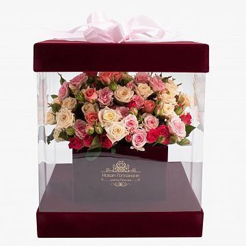 15 кустовых роз микс в бархатной шкатулке 15 кустовых роз микс в бархатной шкатулке