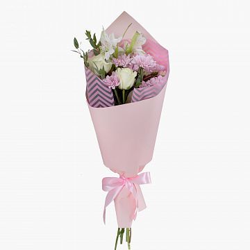 Букет из роз, хризантемы и альстромерии