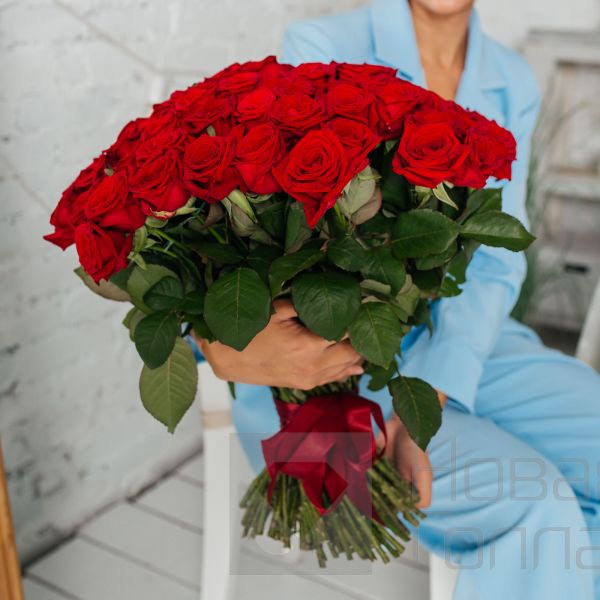 Букет 101 красная роза 50 см