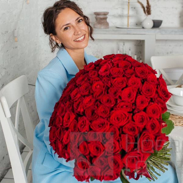 Букет 101 красная роза 50 см