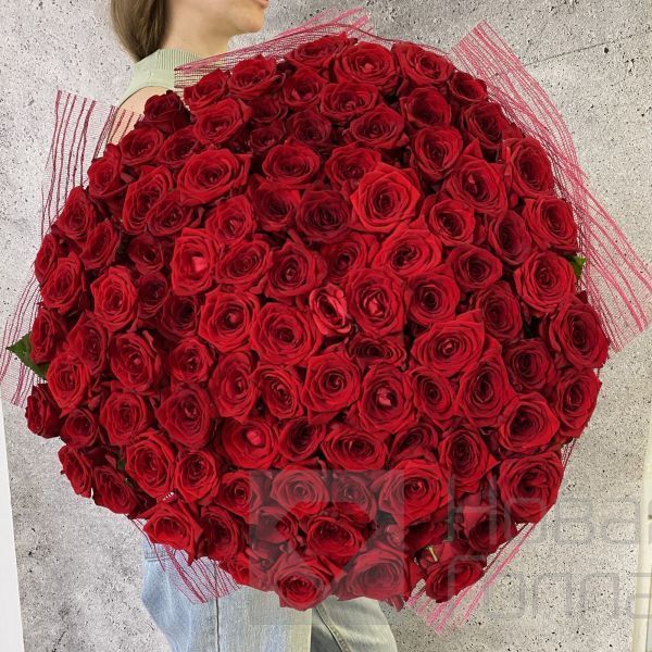 Букет Императрицы 101 красная роза 60 см