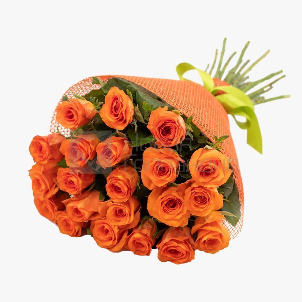 Букет 21 оранжевая роза 40см